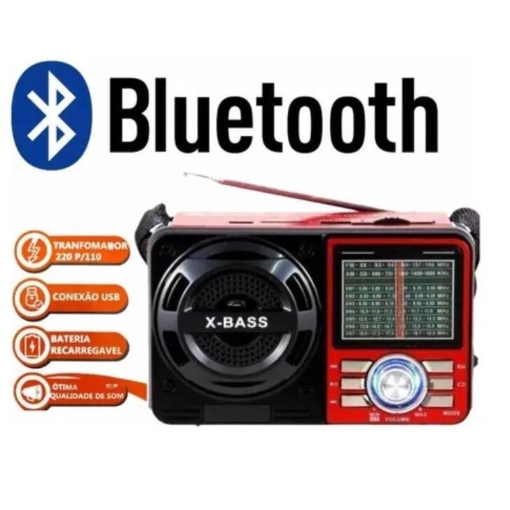 Rádio Retrô Vintage Portátil com bluetooth carr
