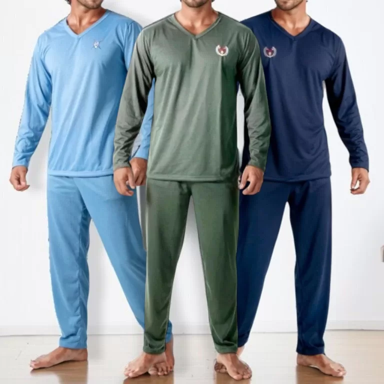 Kit 3 Pijama Masculino Malha Liso Adulto Comprido 
