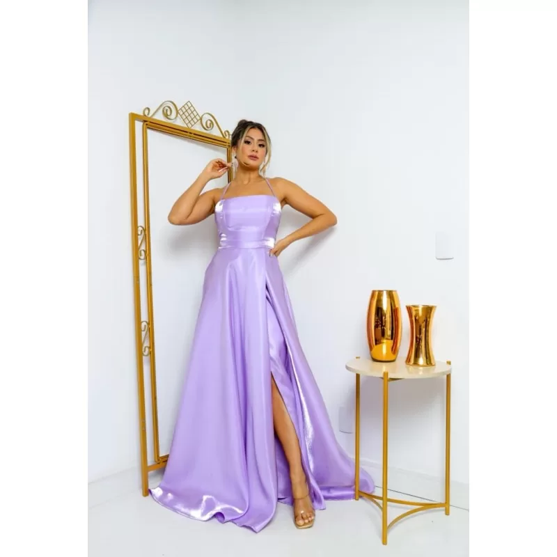 vestido de festa longo madrinha formatura casamento convidada debutante elegante tule lilás brilho