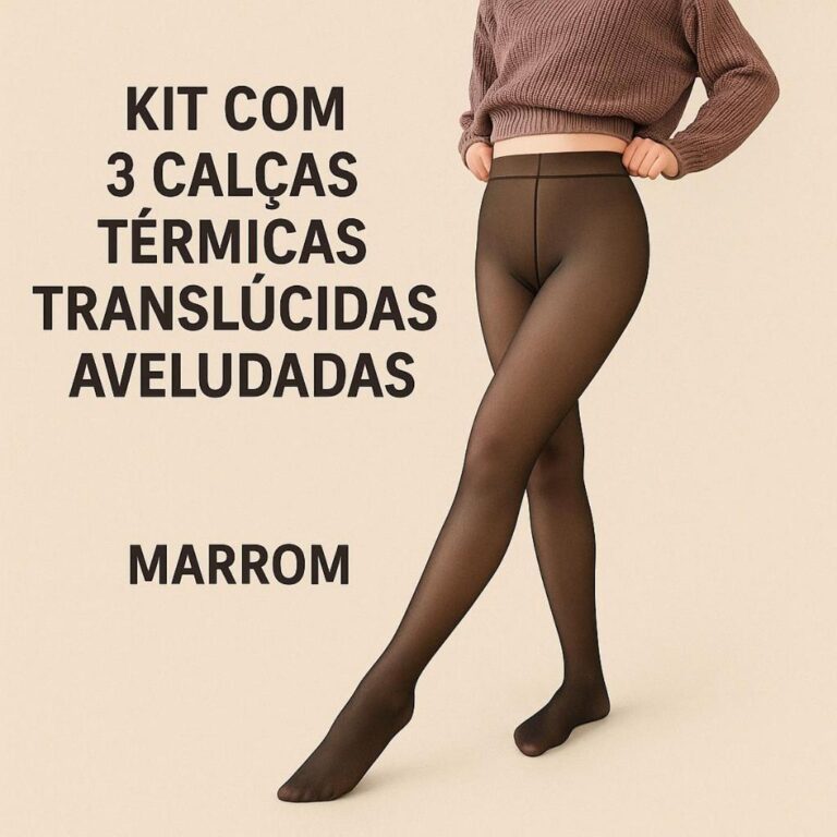 Calça Térmica Meia Preta Translúcida Aveludada 