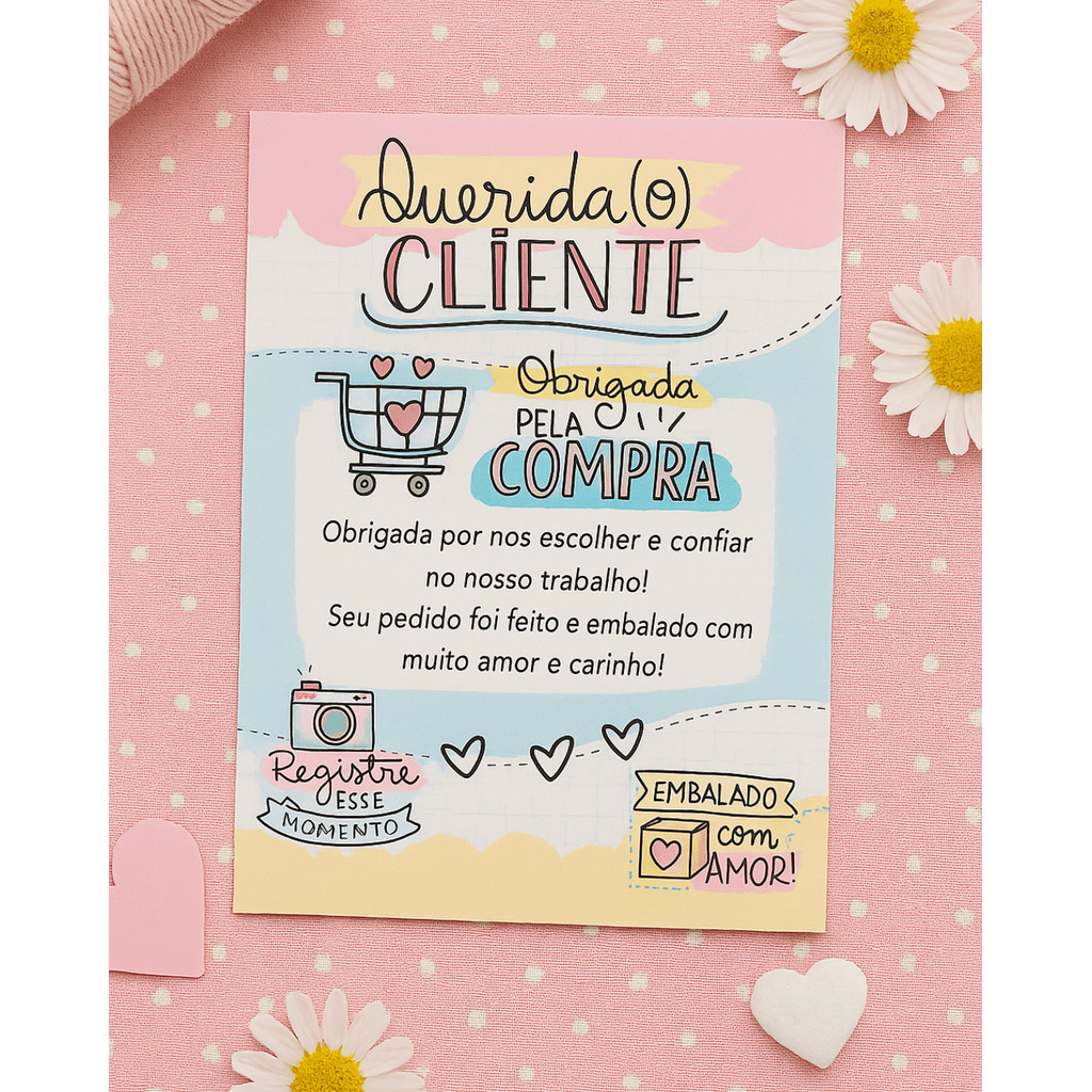 Mini Cartões de Agradecimento Ecommerce Cliente Panfleto Personalizado Obrigado pela compra Gratidão