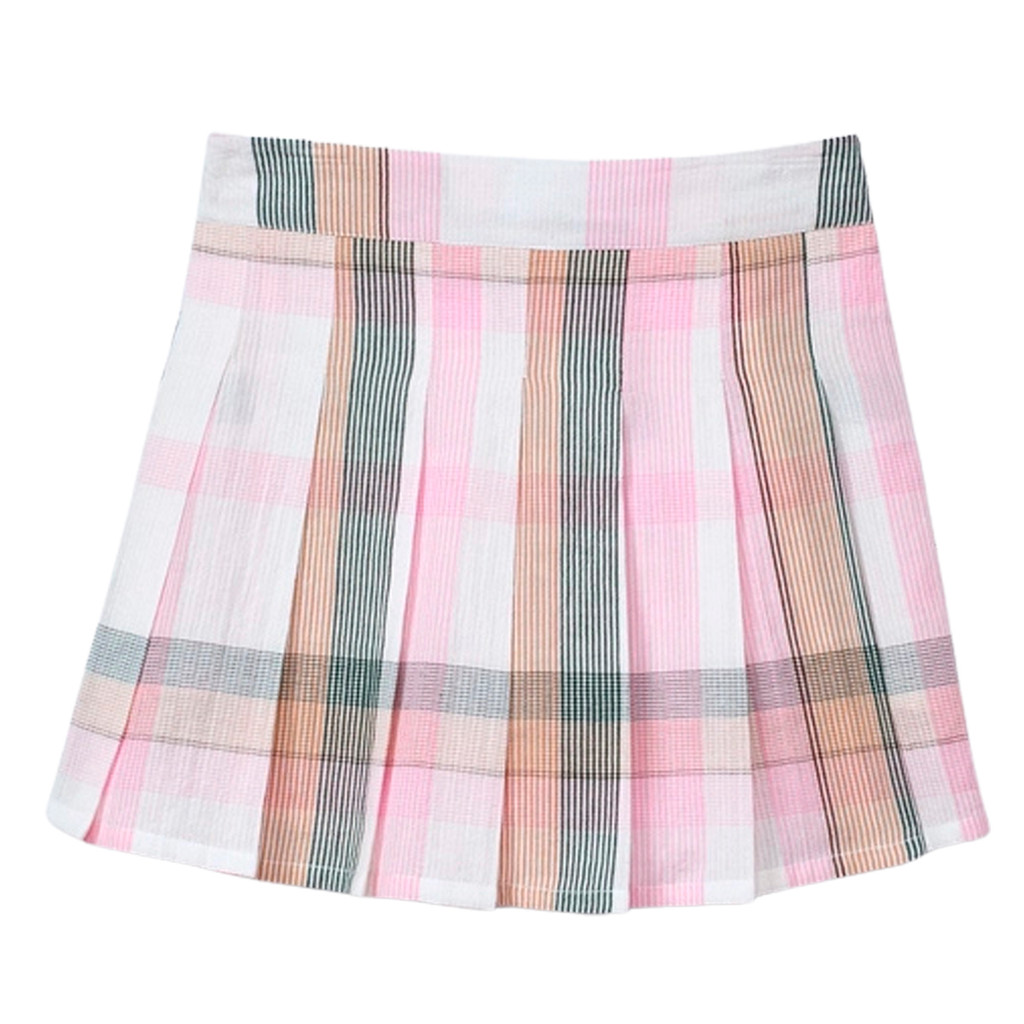 Shorts Saia Hering Rosa Infantil Evasê Xadrez