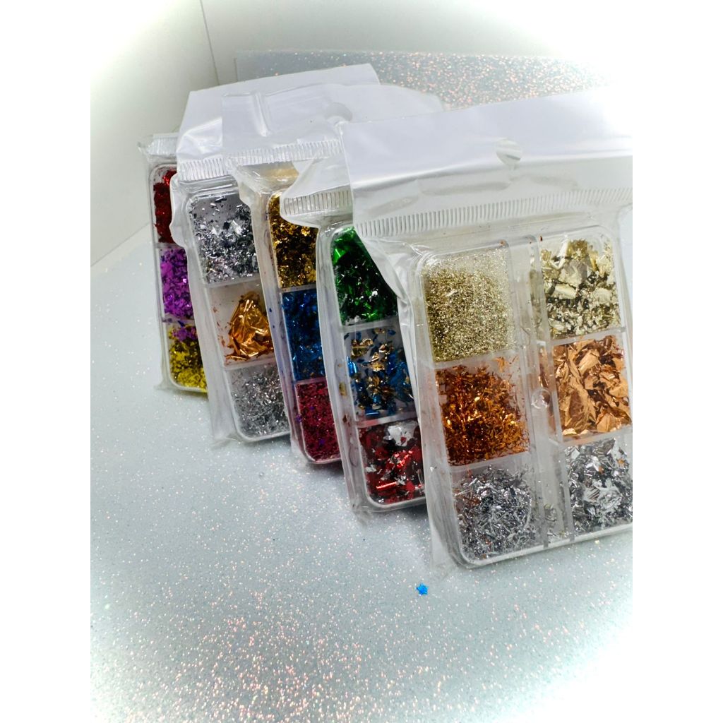 Kit com 5 potes de folha de ouro