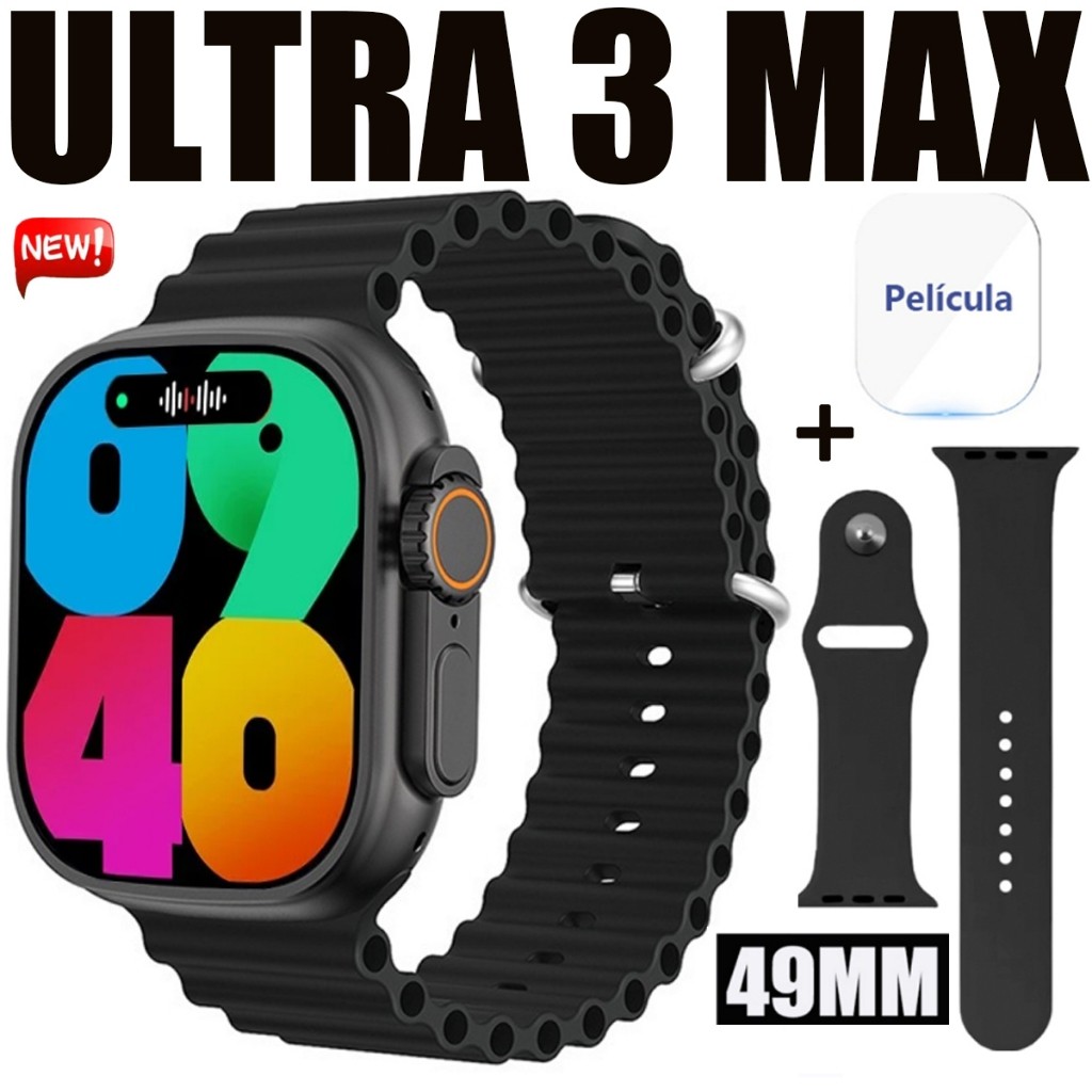 Lançamento Relogio Smartwatch Resistente Água Chamada de Voz Bateria Longa Duração + Duas Pulseiras