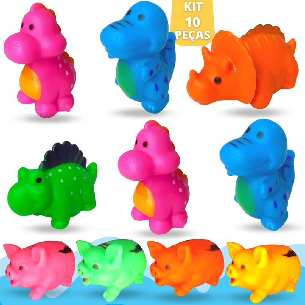 Kit Brinquedo de Banho para Bebê em Vinil Macio Banheira