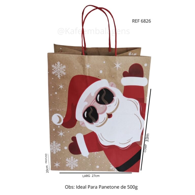 Sacola de Papel Fundo Largo Happy Noel – 10 