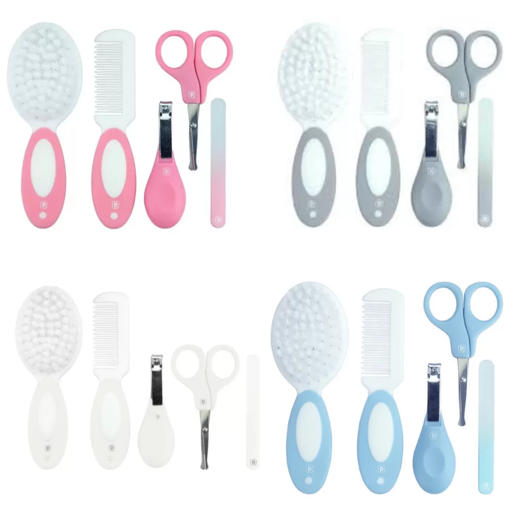 Kit higiênico 5 peças da Pimpolho composto de tesoura, cortador e lixa de unha – ROSA