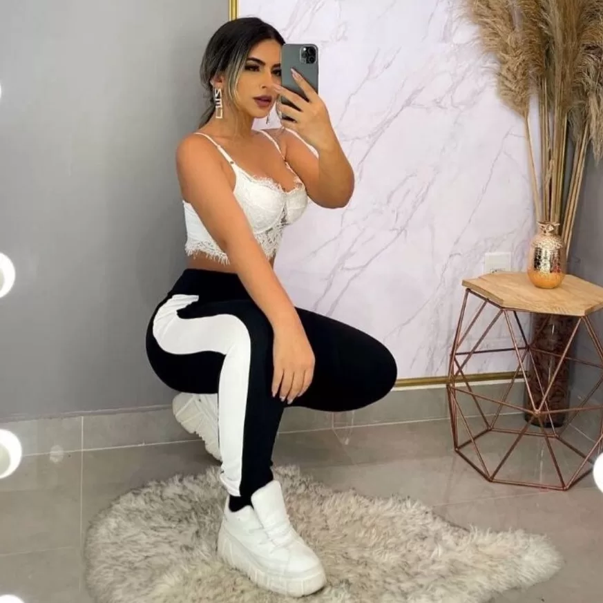 calça feminina blogueira em crepe de malha