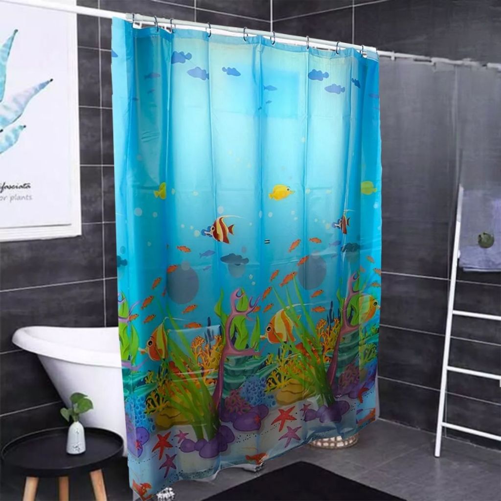 Cortina Box Poliéster198x180cm Tubo Extensível 120cm Banho Chuveiro Seca Rápido Uzoo