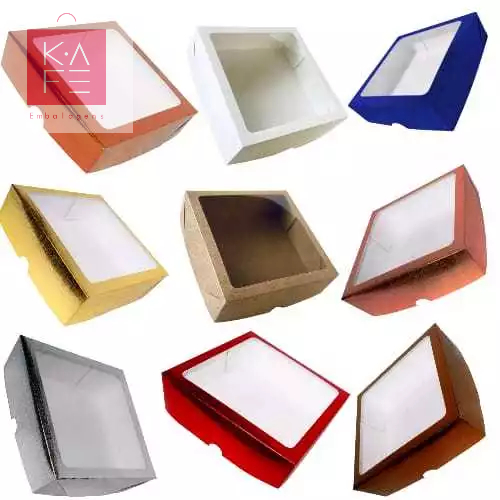 Caixa com Visor S8 Cores 19x19x4cm 10 unidades  AS