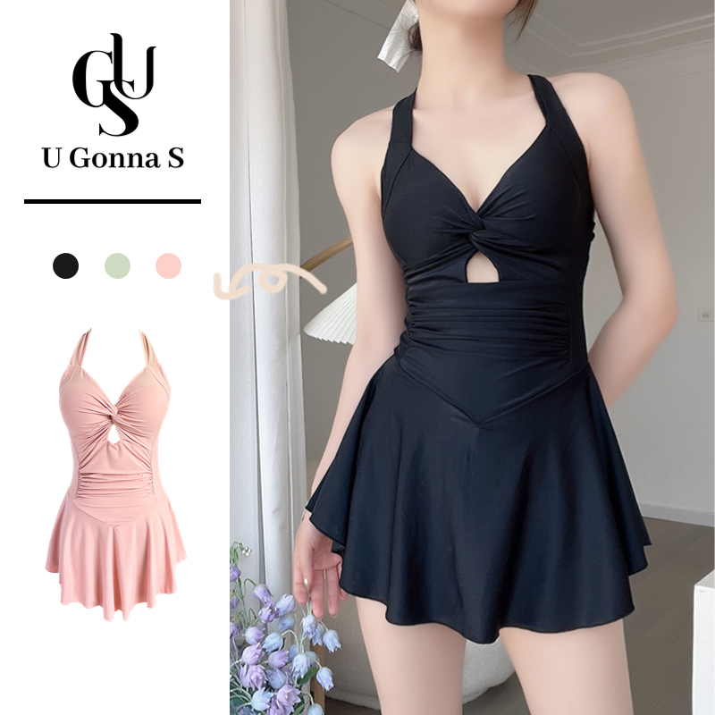 U Gonna S Fato De Banho Mulher Manga Curta One Piece 3 Cores Sexy Com Bra Pad Simples Vintage Elegan
