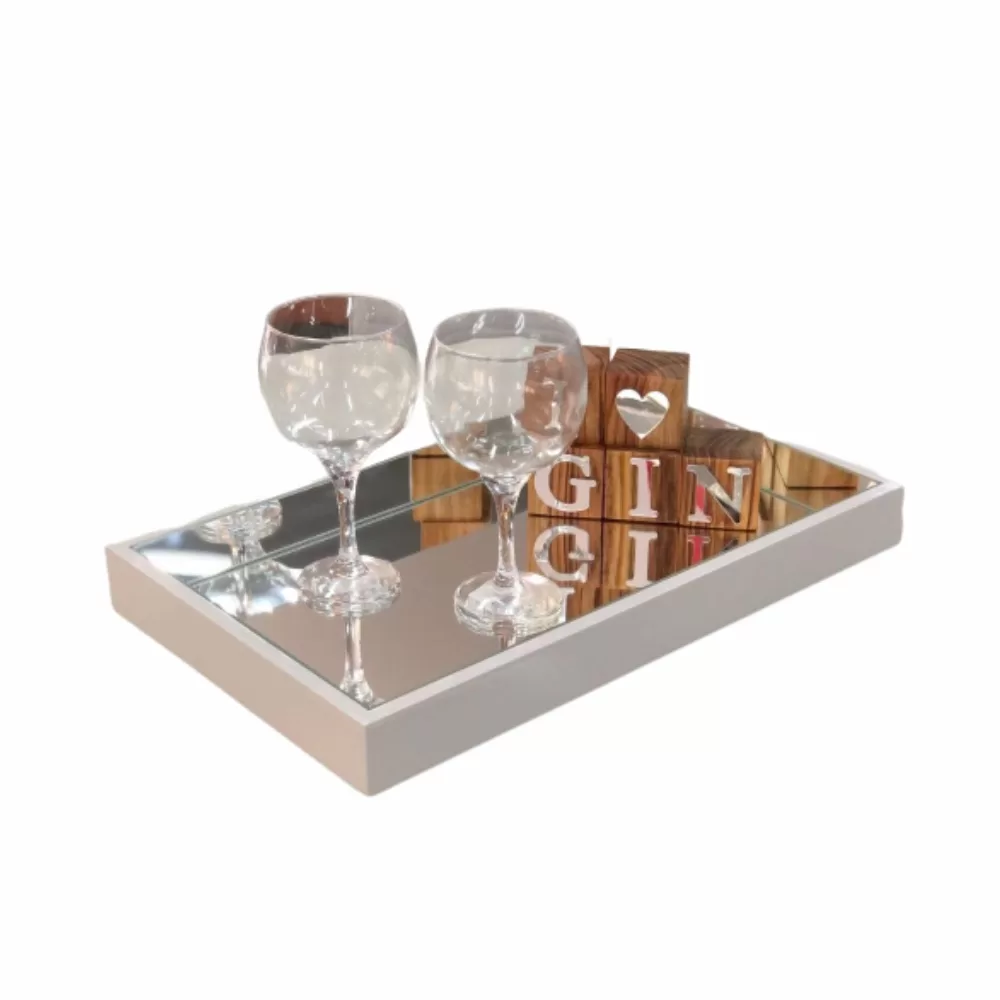 Bandeja Espelhada Flutuante Laqueada Off White