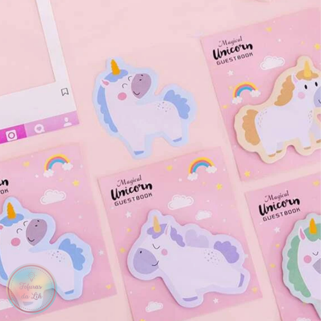 Bloco adesivo / nota adesiva forma de unicórnio