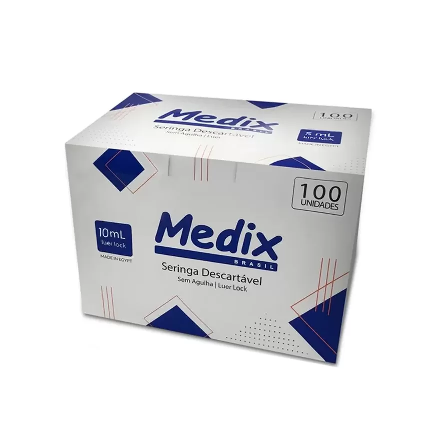 Seringa Hipodérmica sem Agulha Luer Lock – 10ml – Caixa com 100 un.