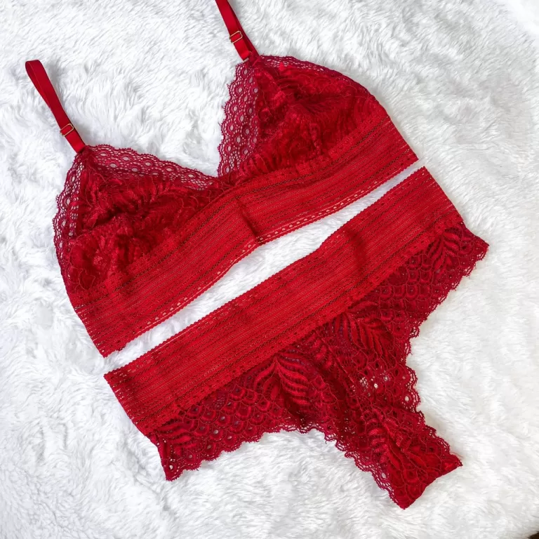 Conjunto Lingerie Sem Bojo Calcinha e Sutiã de Re