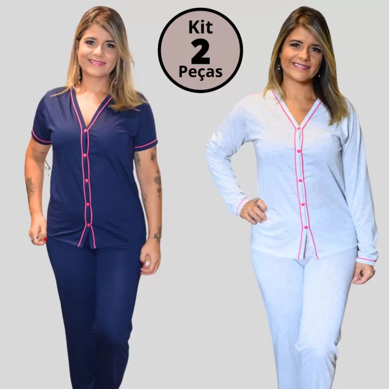 Kit 2 Pijamas Amamentação Longo feminino de Inve