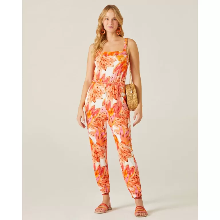 Macacão Feminino Frutas Com Cinto Em Viscose Stre