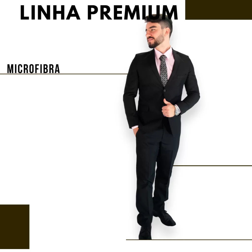 Terno Slim Masculino Preto Linha Premium Microfibra Luxo