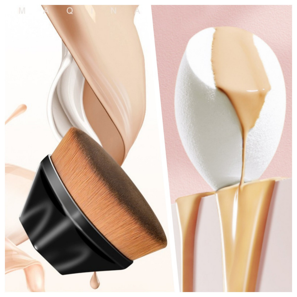 CombinaçãoPincel Hexágono Adequado + Esponja Make Up Acabamento  Em Pó De Base De Maquilhagem Base C