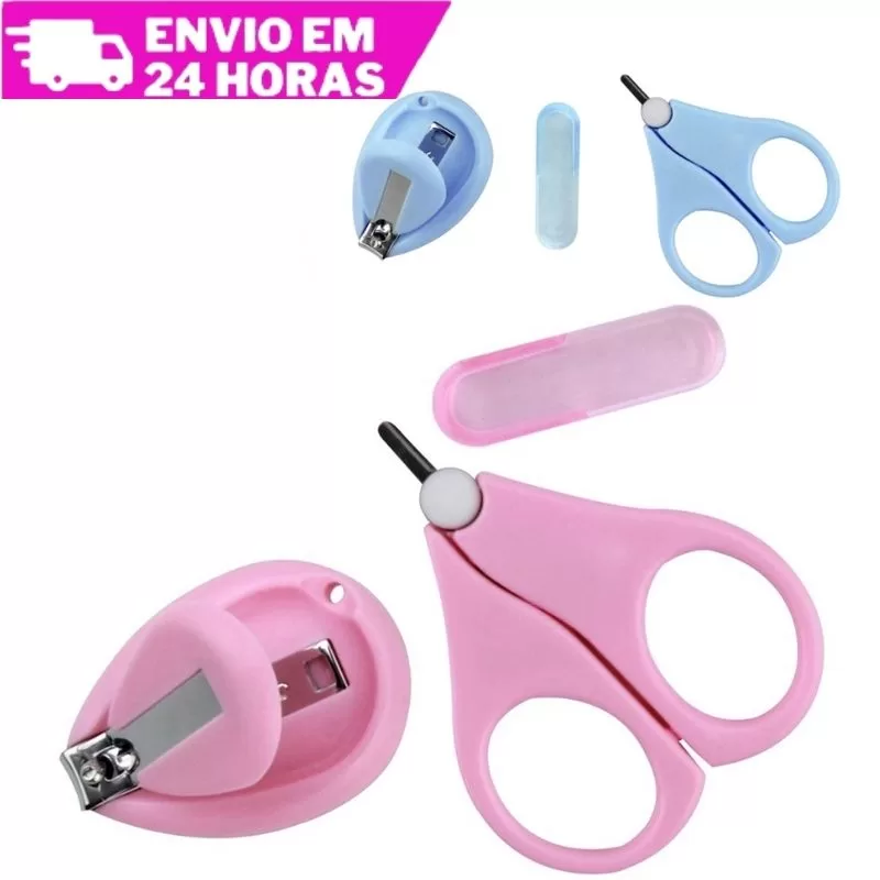 Kit Caixinhas De Manicure De Bebê Tesoura E Cortador Unhas Infantil