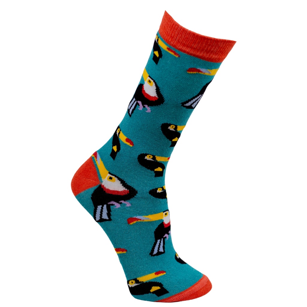 Meia Divertida Cano Longo Tucano Oddo Verde Água Masculina/Feminina