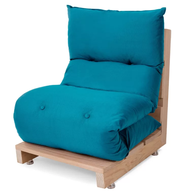 Futon de Espuma Almofada Dobrável Solteiro Azul T