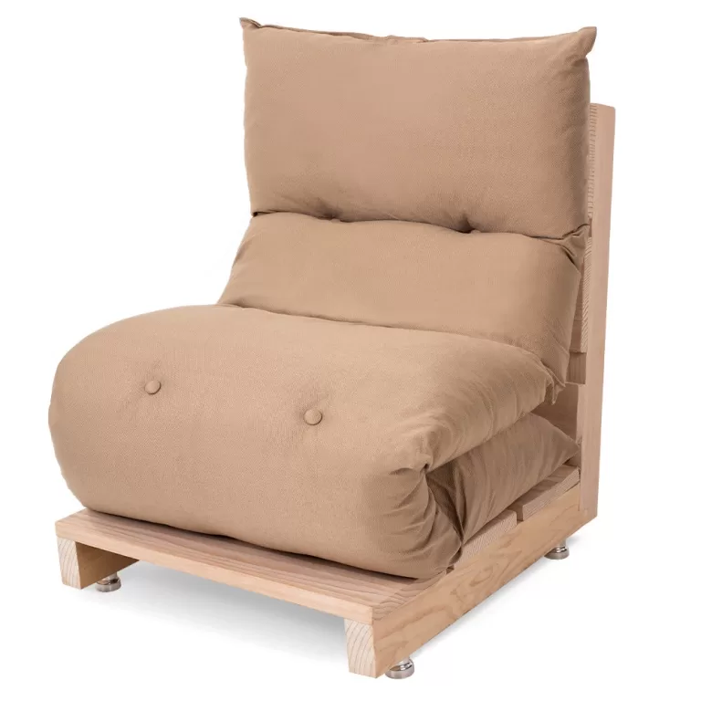 Futon de Espuma Almofada Dobrável Solteiro Bege 1
