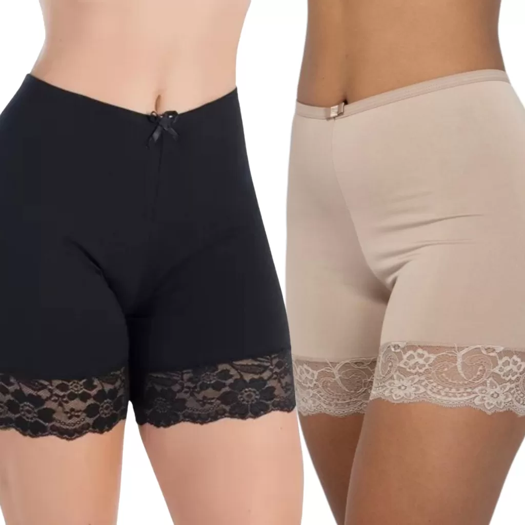 Kit 2 Short Anagua Feminino Segunda Pele Renda Saiote Vestido Bermuda Microfibra Lingerie Moda