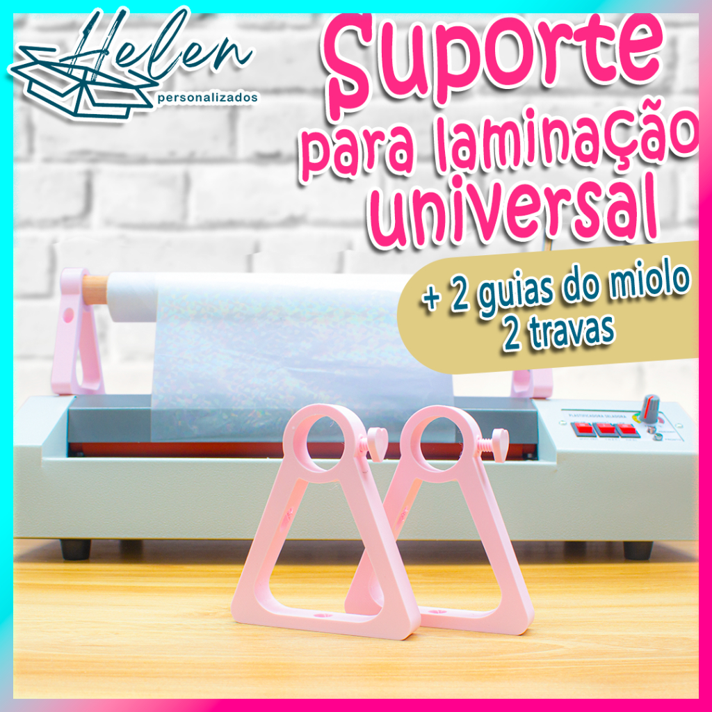 Suporte Personalizado para Laminação O kit contém um total de 8 peças:  2 suportes 2 parafusos 2 gui