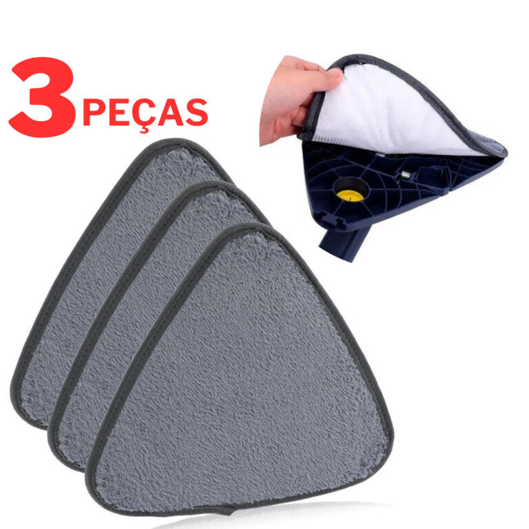 Refil Mop Triangular Lava e Seca Kit 3 Peças Micr