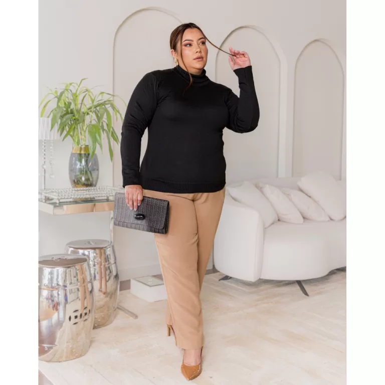Blusa De Frio Cacharrel Feminina Gola Alta Trico M