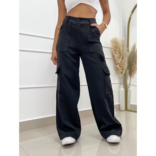 Calça panmtalona Cargo Feminina Tecido Alfaiatari