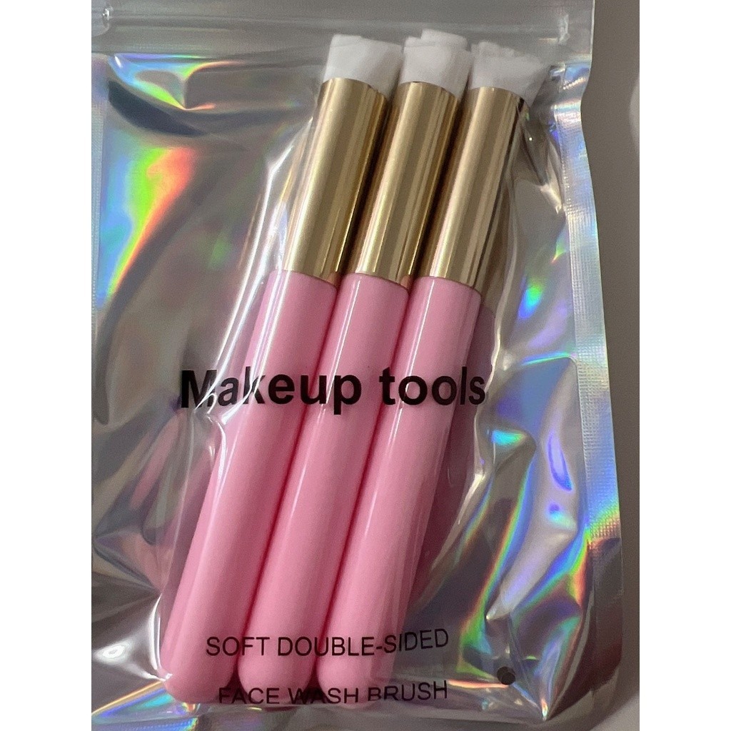 KIT com 3 Pincel para Limpeza de Cílios Extensão Alongamento