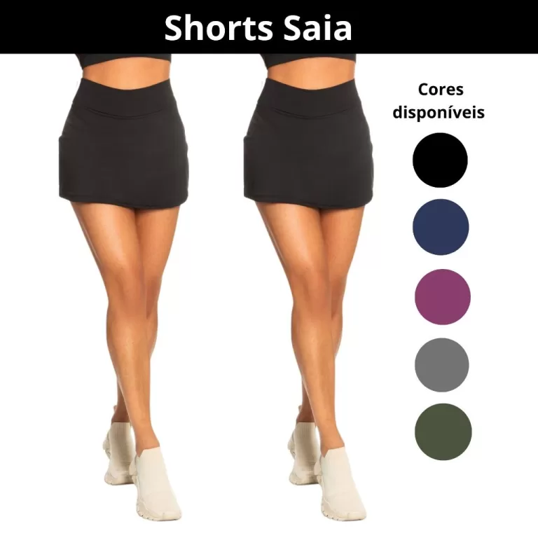 KIT COM 2 SHORT SAIA BÁSICO FEMININO ACADEMIA SEC