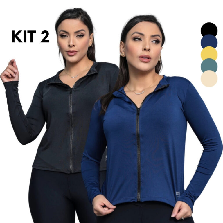 Kit 2 Casaco Blusa Treino Proteção Solar Uv Acad