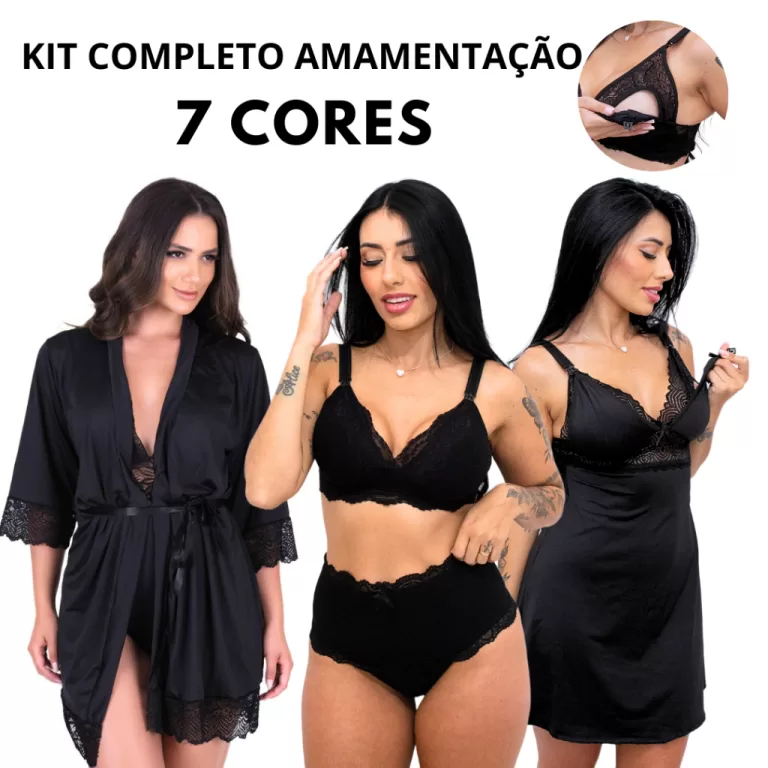 Kit Pós Parto Camisola de Amamentação Conjunto 