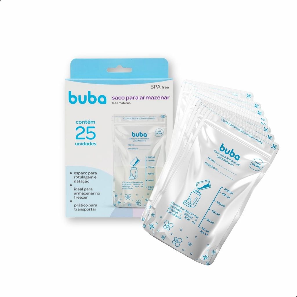 Sacos para Armazenar Leite Materno 200ml Buba Conservação Segura e Higiênica para o Aleitamento
