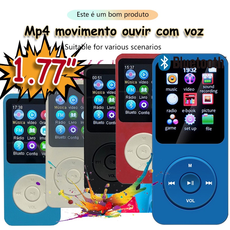 Bluetooth 5.0 MP3 MP4 Player HIFI Music Speakers Sport MP4 Media FM Leitor De Rádio Voz Ebook