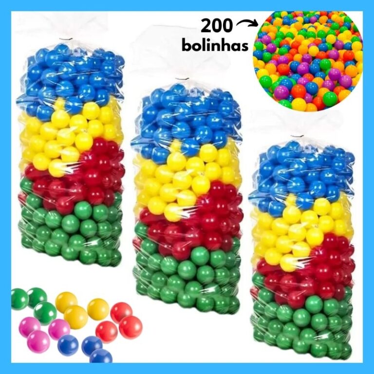 Bolinhas para Piscina 200 Unidades coloridas 76mm 