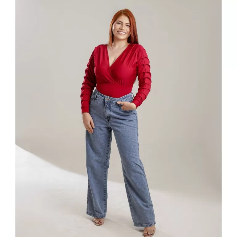 Calça  Wide Leg Jeans 100%