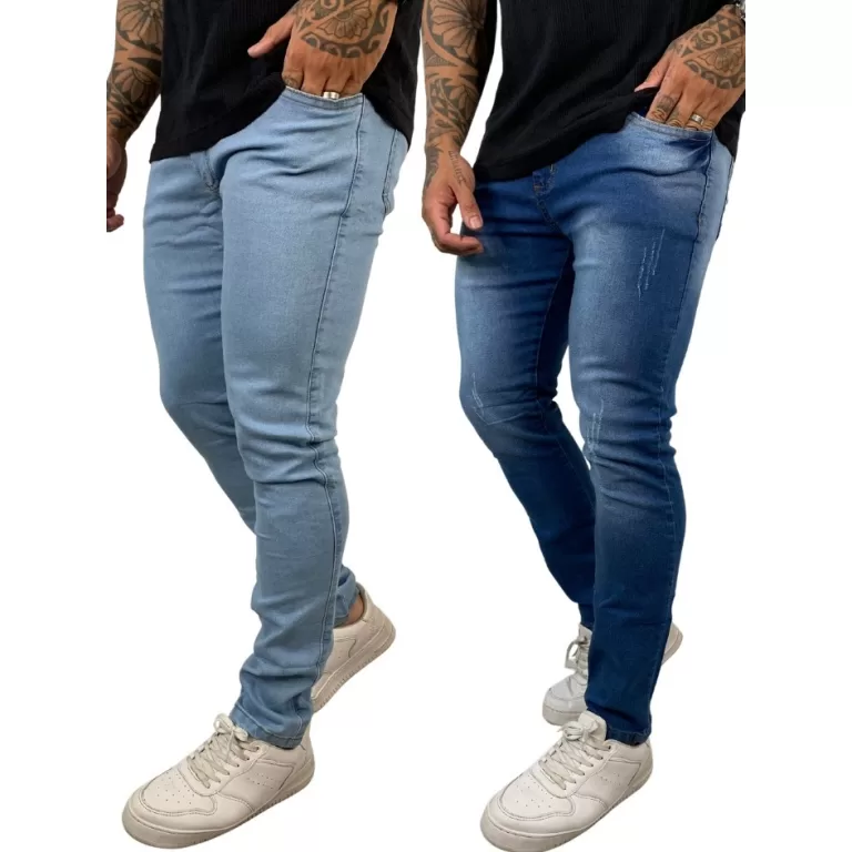 kit 2 calças jeans skinny clara e escura original
