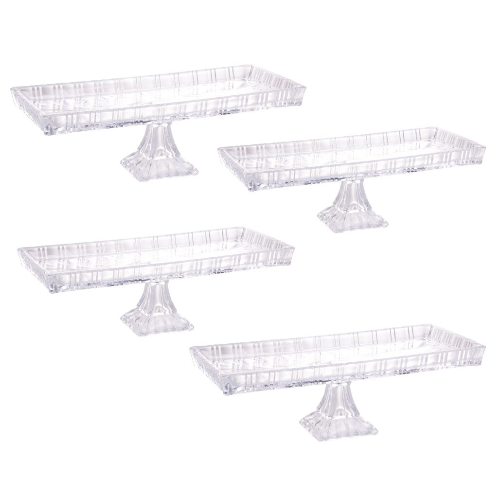 Travessa com pé De Cristal De Chumbo Dragon / Geneva 34x15x10,5cm – 1,2,3 ou 4 Unidades – Lyor