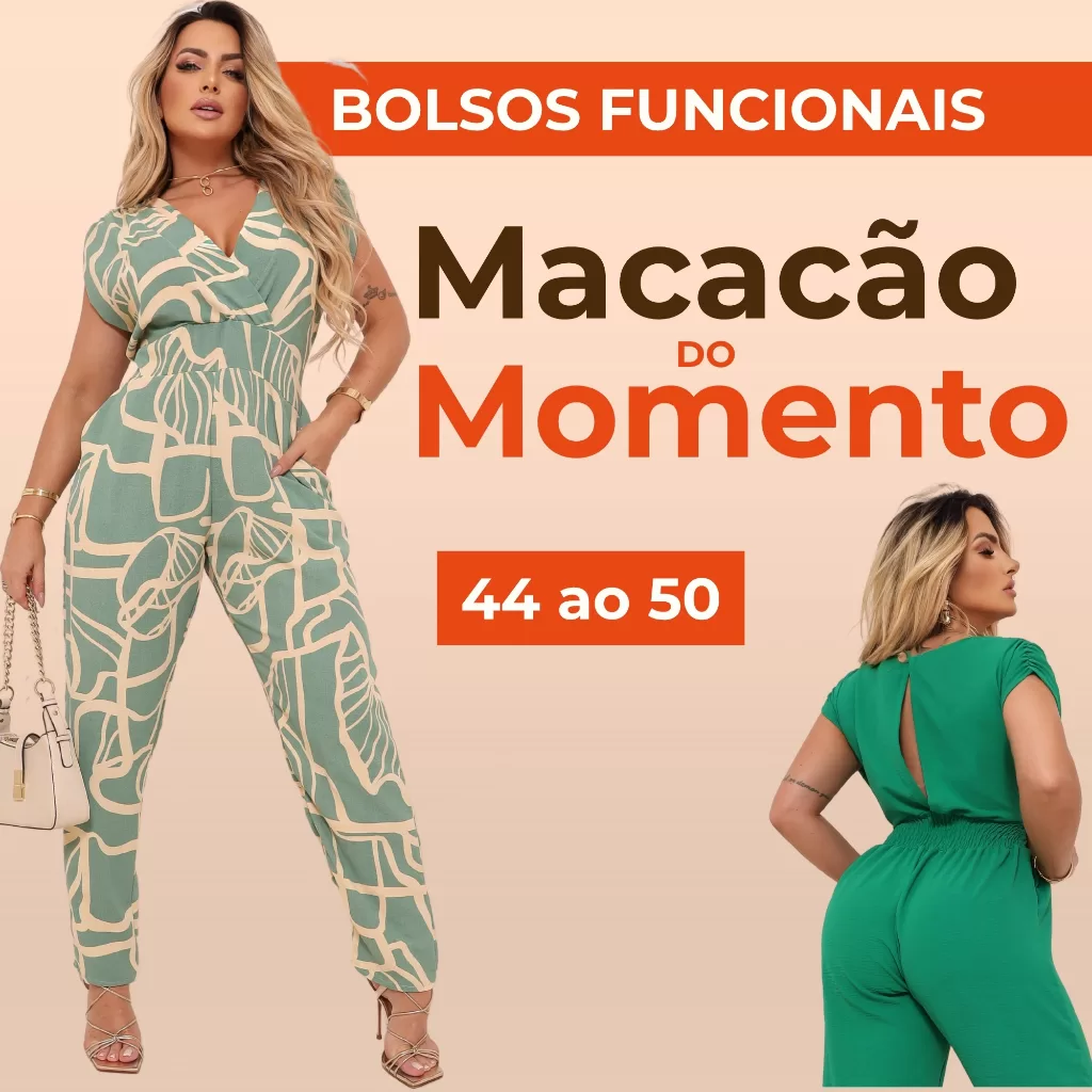 CLASS Macacão Moda Feminina Transpassado Decote em V veste 44 e 46