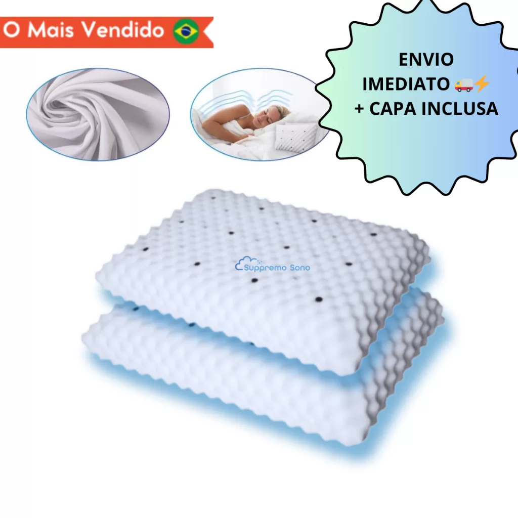 Travesseiro MAGNÉTICO com Infravermelho Altura Médio Ortopédico Anti ronco Anatômico Alivia Dor