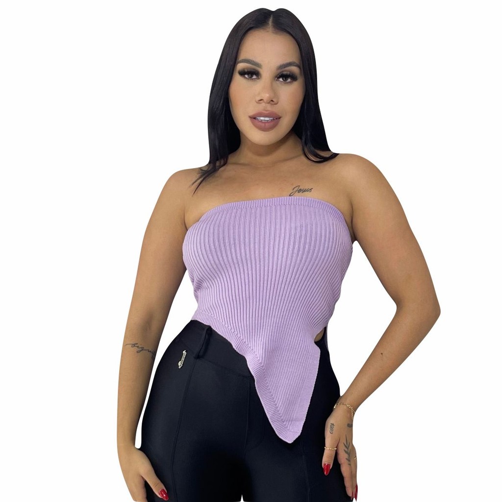 Tomara Que Caia Lorraine Blusinha Croped Tricot Modal Feminino