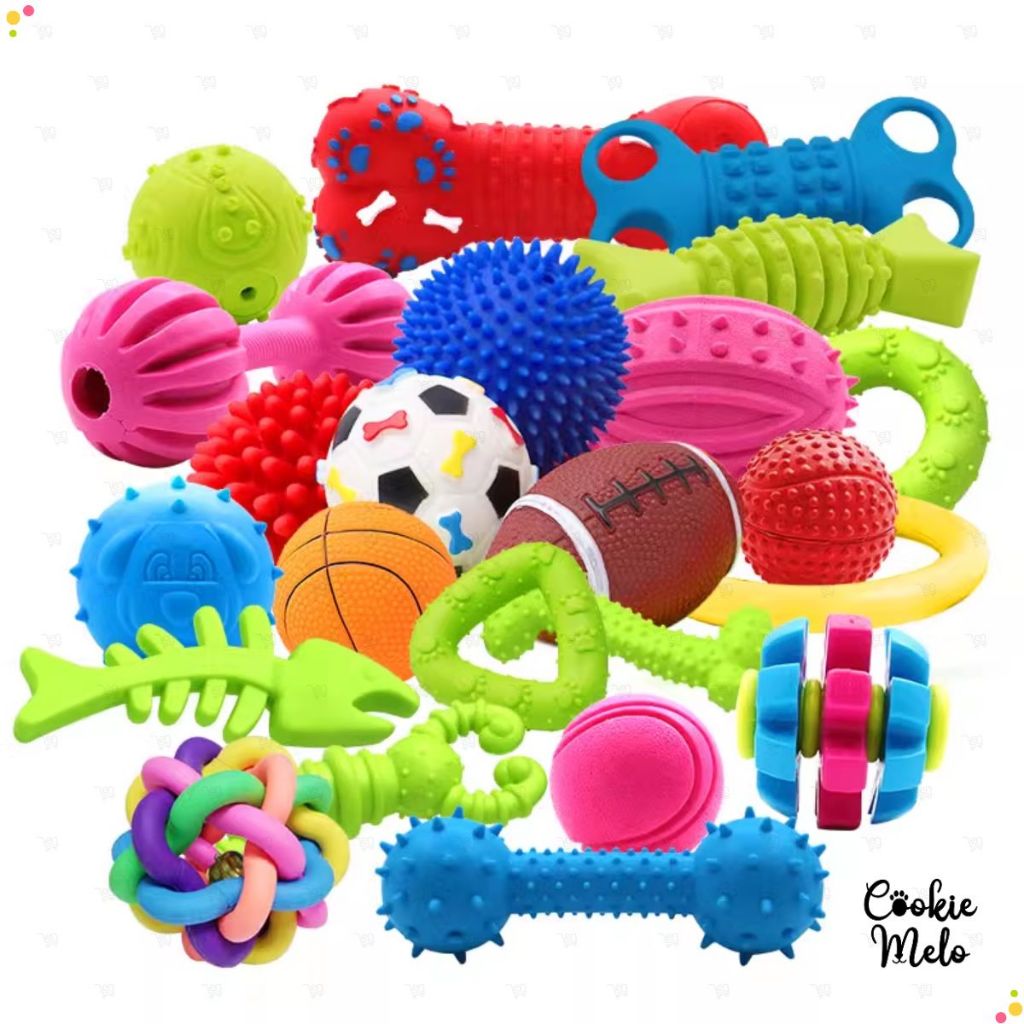 Kit 3/5/7  Mordedor Brinquedos Pe Com Apito Resistente Saudável Anti Estresse De Borracha Atóxica