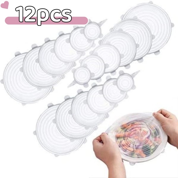 12 pçs Tampas Silicone Panela Pote Universal Flex