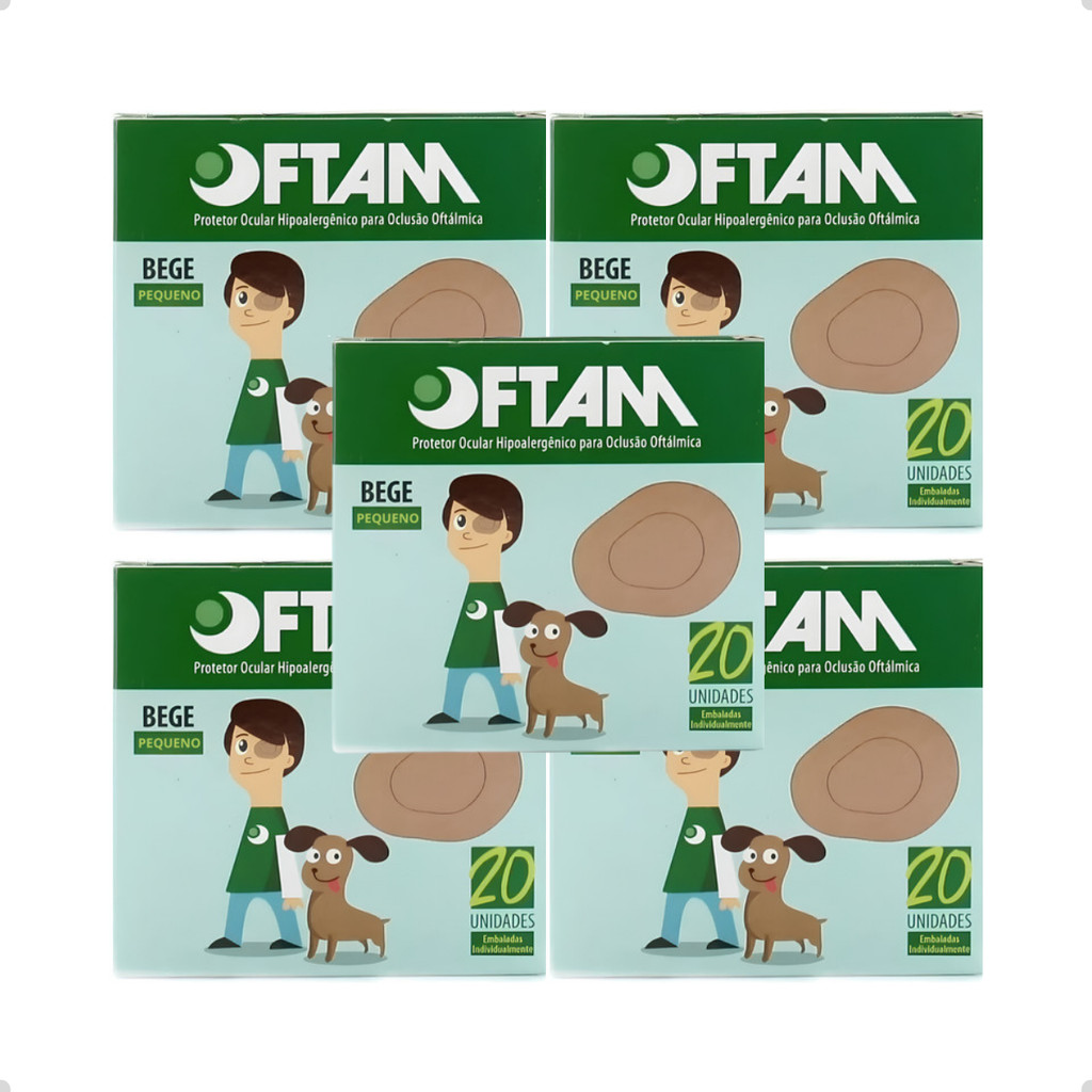 Kit 100 Tampão Tapa Olho Protetor Ocular Oftam Bege Pequeno