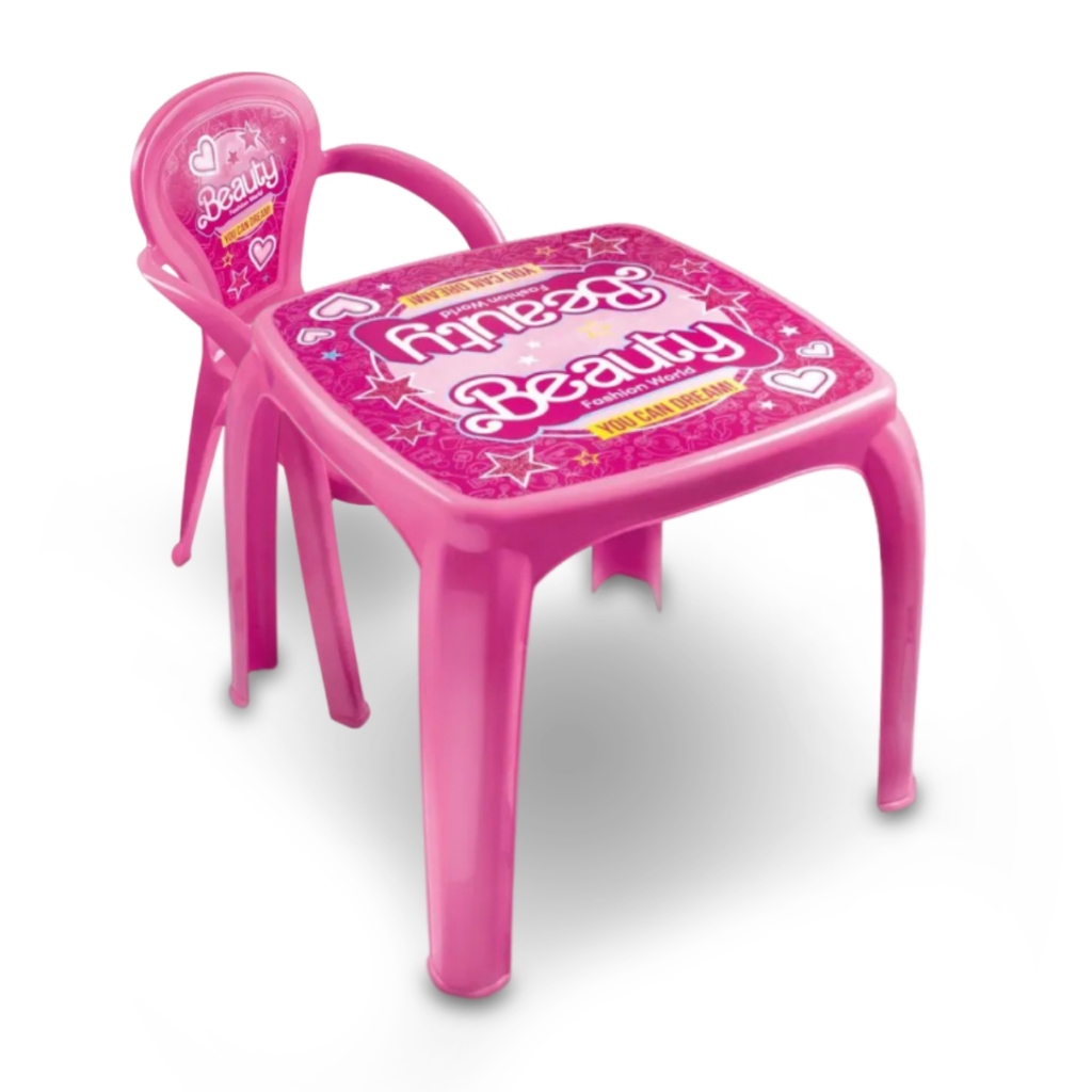 Kit Mesinha Plásticas Para Atividades Refeições Infantil Com 1 Cadeira Menina Rosa Usual