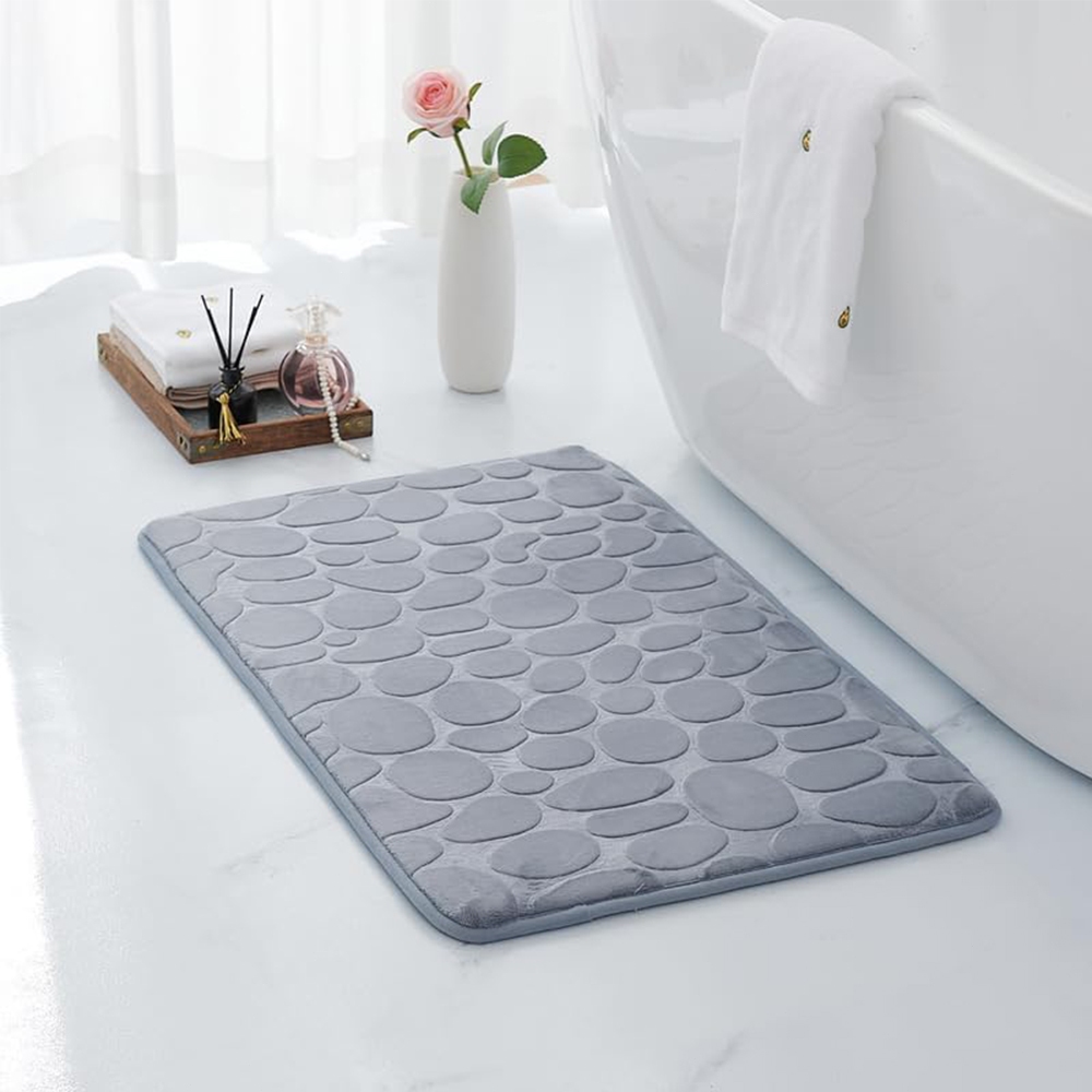 Tapete De Banho Antiderrapante Absorvente De Água Com Padrão De Pedra Para Banheiro 60x40cm